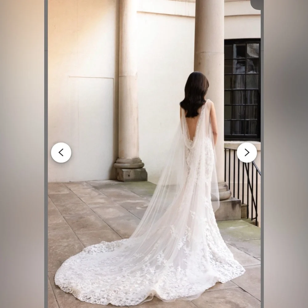 Elegant Ivory Beaded Bridal Cape with Floral Details - Picture 2 of 9